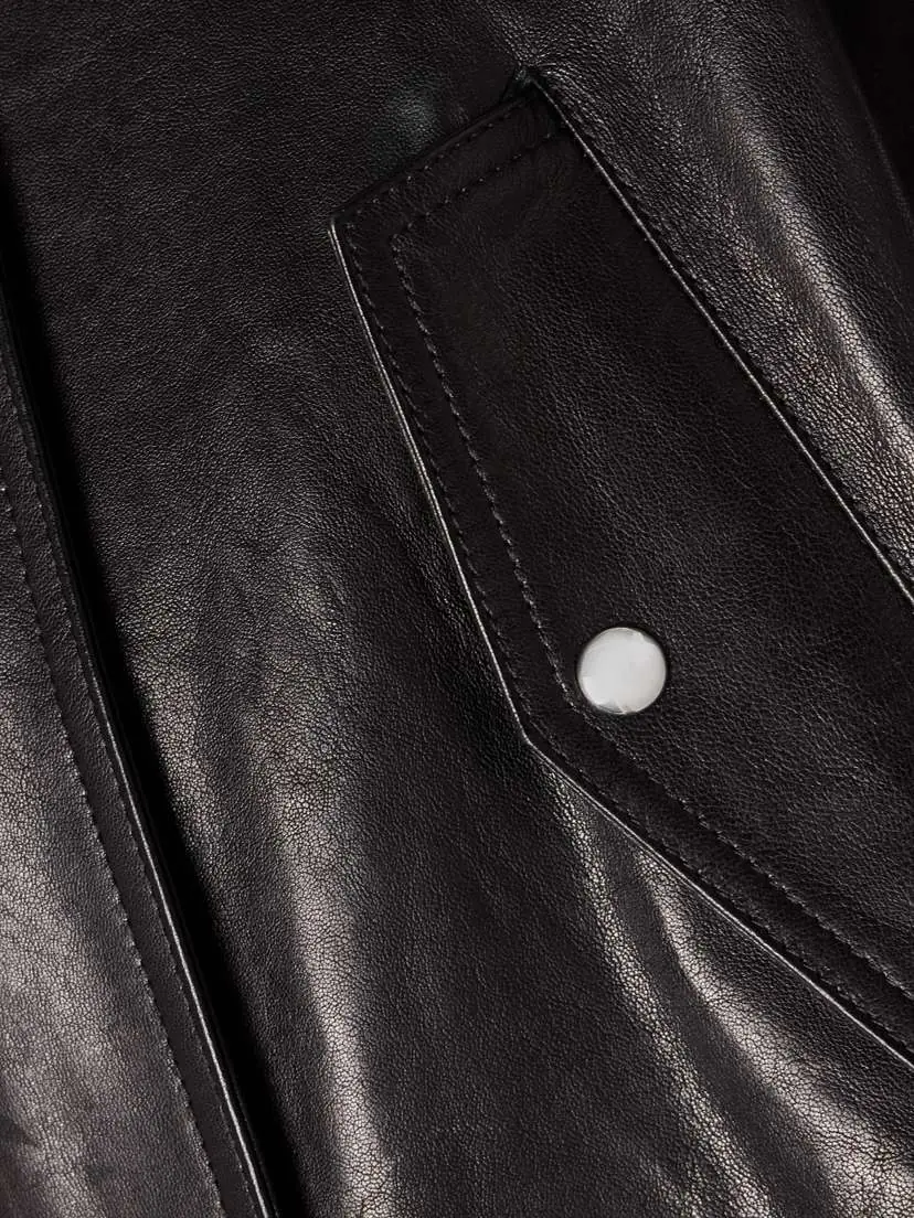 Khaite Kember Cropped Leather Bomber Jacket | Thumbnail 4 Khaite Kember Cropped Leather Bomber Jacket | Thumbnail 4