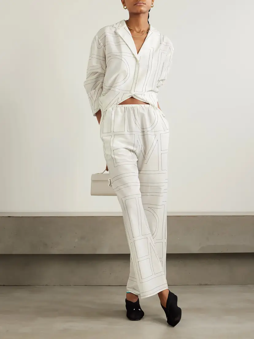 TOTEME Embroidered Organic Cotton And Silk-blend Wide-leg Pants | Thumbnail 2