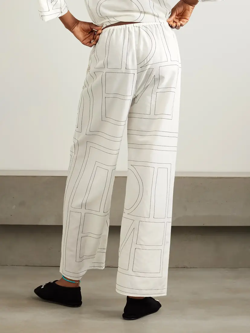 TOTEME Embroidered Organic Cotton And Silk-blend Wide-leg Pants | Thumbnail 3