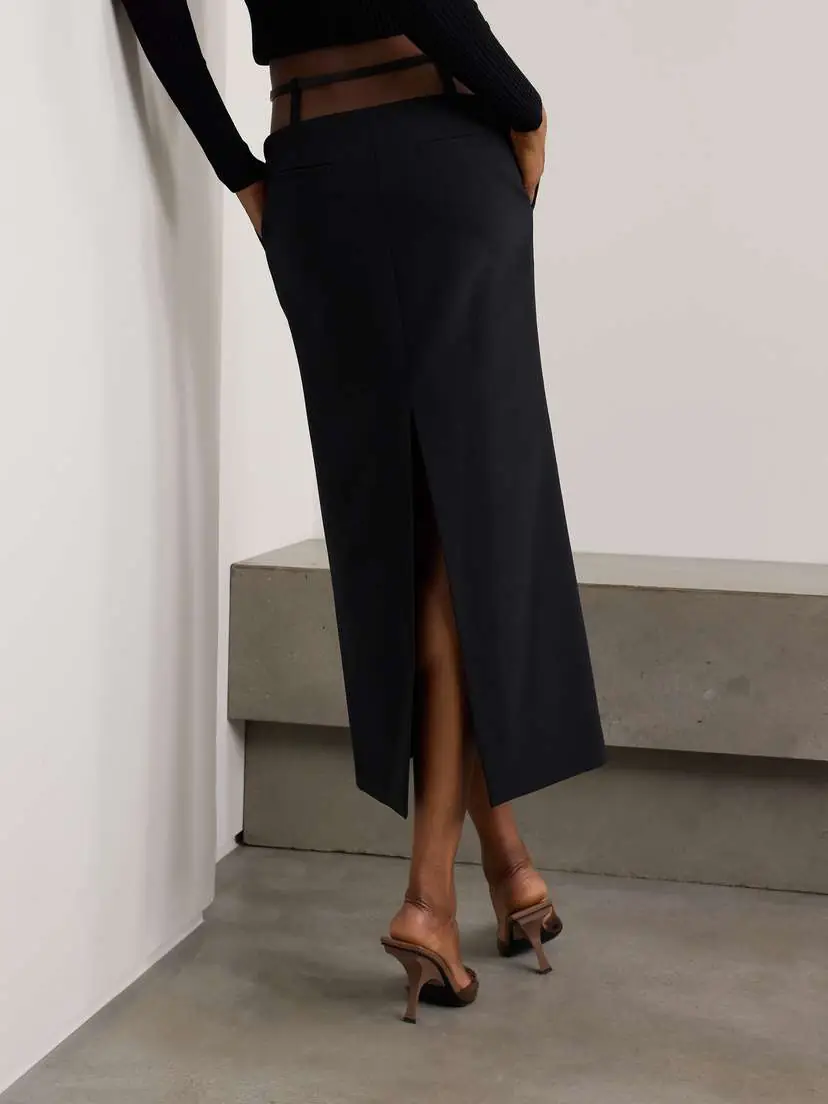 The Attico Belted Cutout Cady Midi Skirt | Thumbnail 4