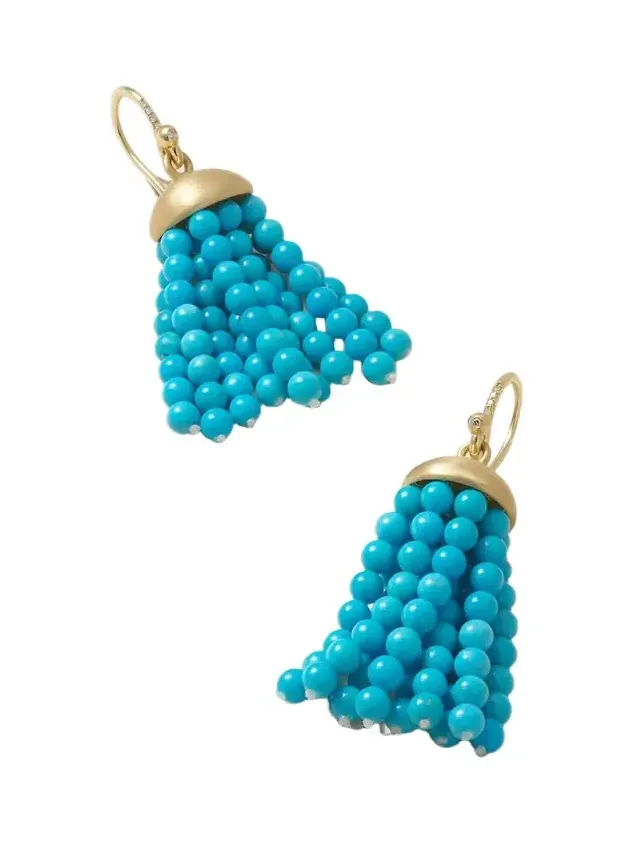 18-karat Gold, Turquoise And Diamond Earrings 18-karat Gold, Turquoise And Diamond Earrings
