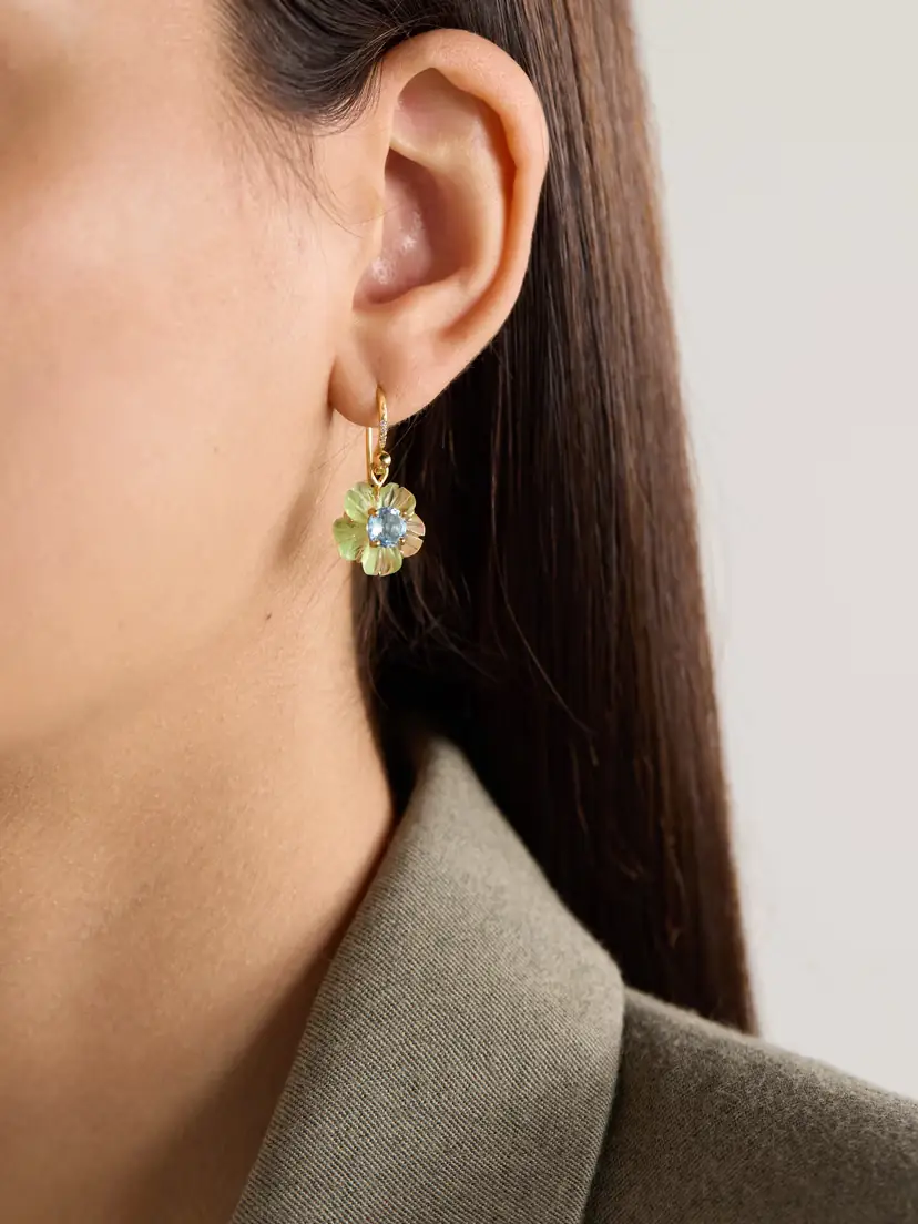 Irene Neuwirth Tropical Flower 18-karat Gold Multi-stone Earrings | Thumbnail 2