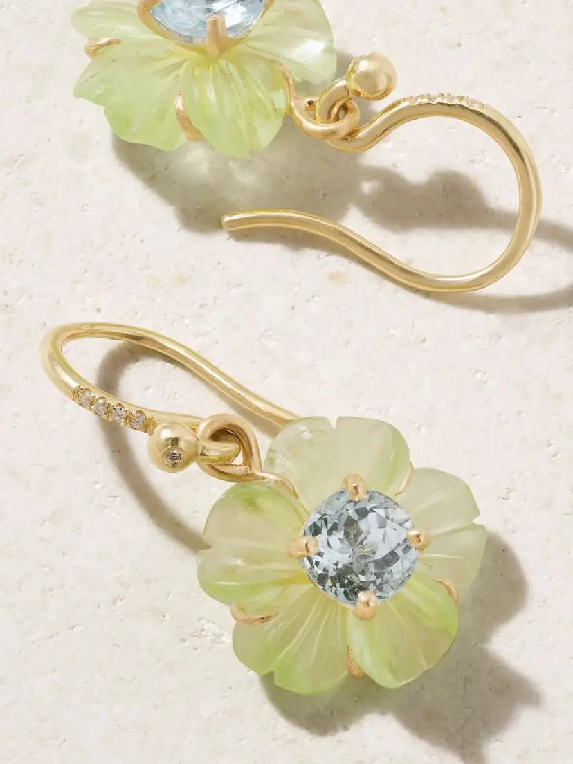 Irene Neuwirth Tropical Flower 18-karat Gold Multi-stone Earrings | Thumbnail 3