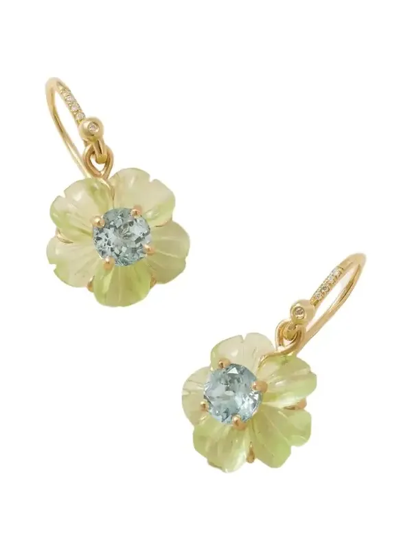 Tropical Flower 18-karat Gold Multi-stone Earrings Tropical Flower 18-karat Gold Multi-stone Earrings