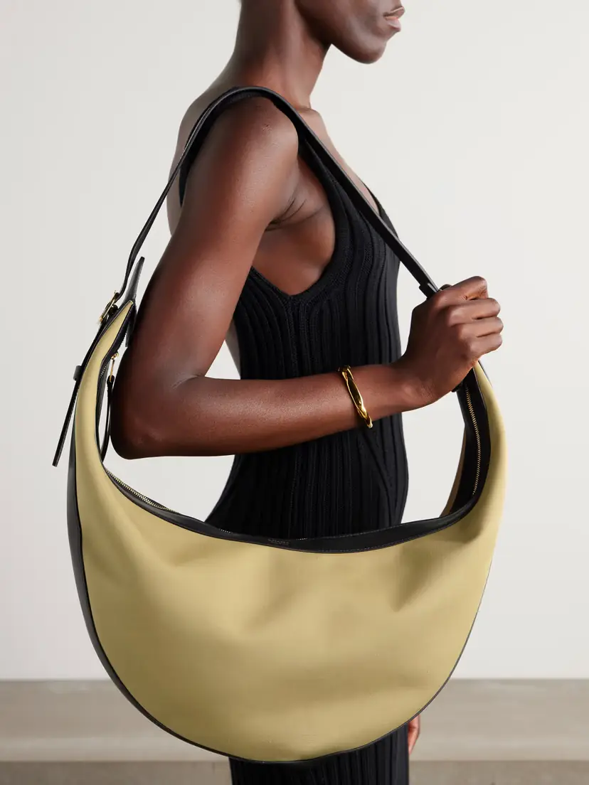 Khaite Augustina Leather-trimmed Canvas Shoulder Bag | Thumbnail 2