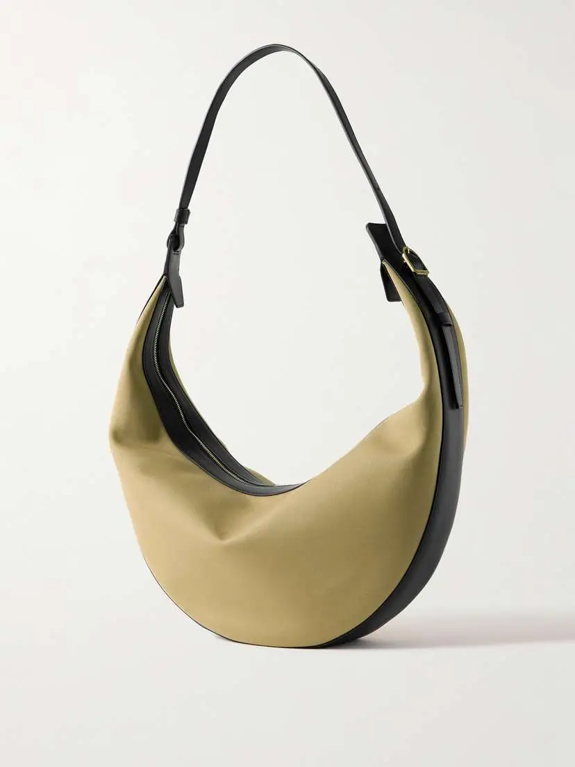Khaite Augustina Leather-trimmed Canvas Shoulder Bag | Thumbnail 3
