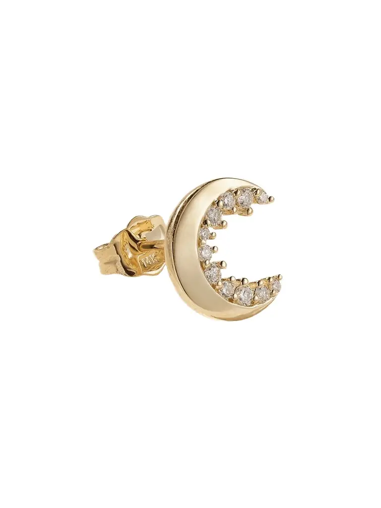Sydney Evan Crescent Moon 14-karat Gold Diamond Single Earring | Image 1 Sydney Evan Crescent Moon 14-karat Gold Diamond Single Earring | Image 1