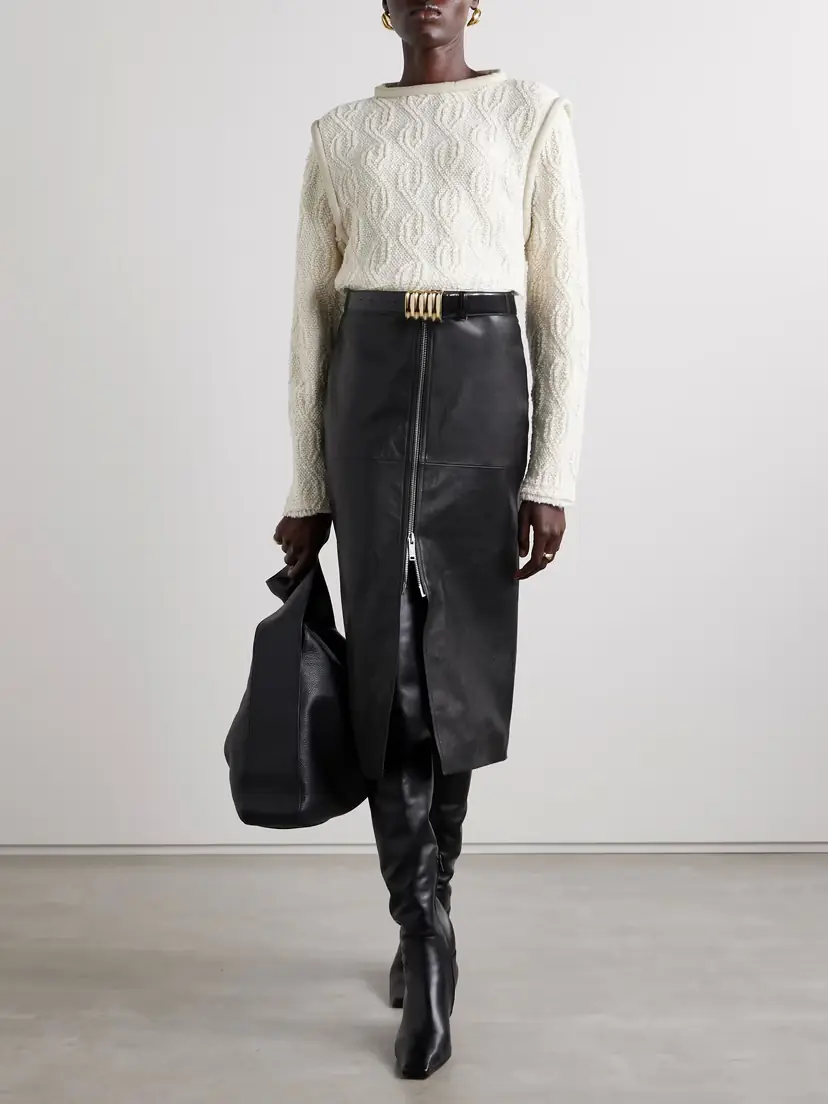 Isabel Marant Ediaz Paneled Leather Midi Skirt | Thumbnail 2 Isabel Marant Ediaz Paneled Leather Midi Skirt | Thumbnail 2