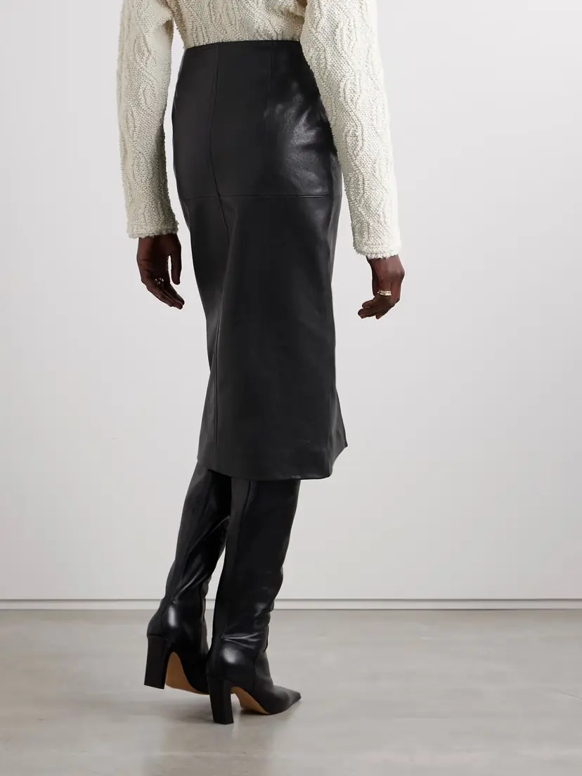 Isabel Marant Ediaz Paneled Leather Midi Skirt | Thumbnail 4 Isabel Marant Ediaz Paneled Leather Midi Skirt | Thumbnail 4