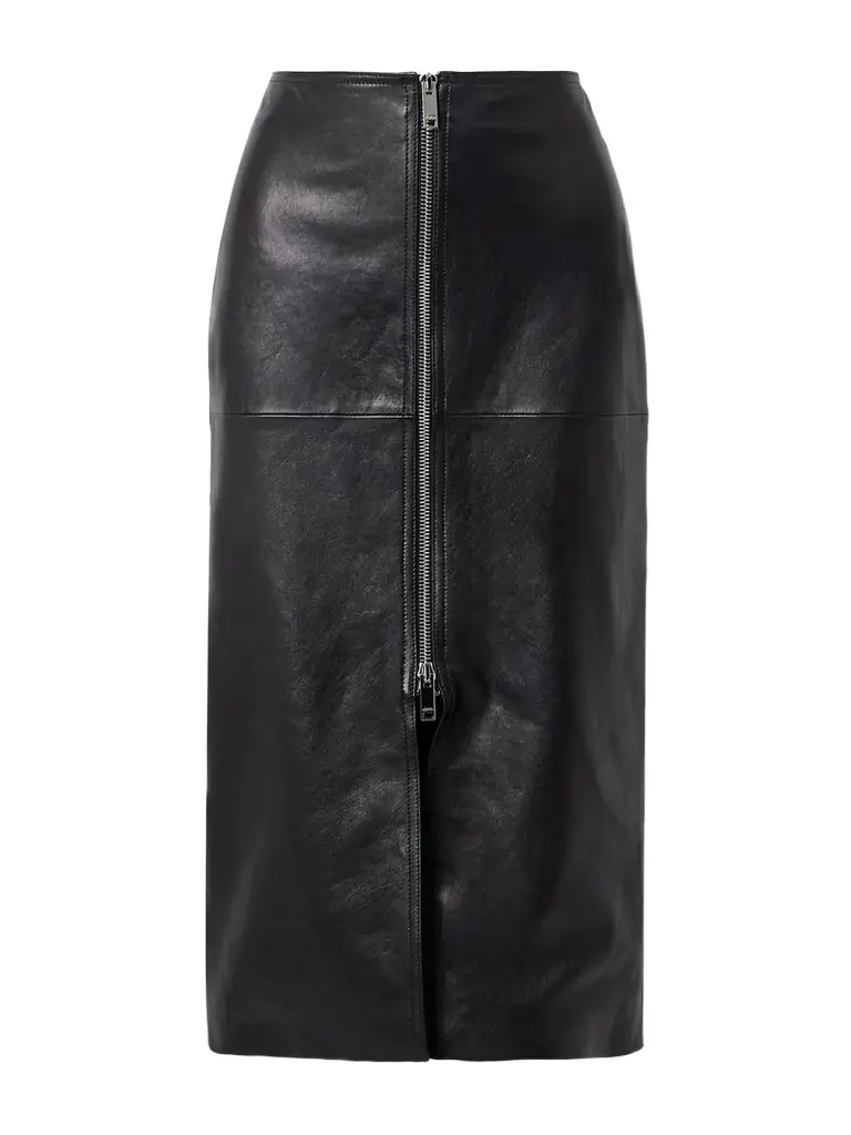 Ediaz Paneled Leather Midi Skirt