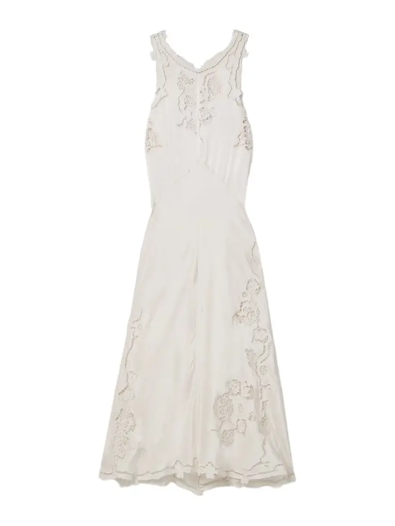Jadel Open-back Guipure Lace-trimmed Silk-blend Satin Midi Dress