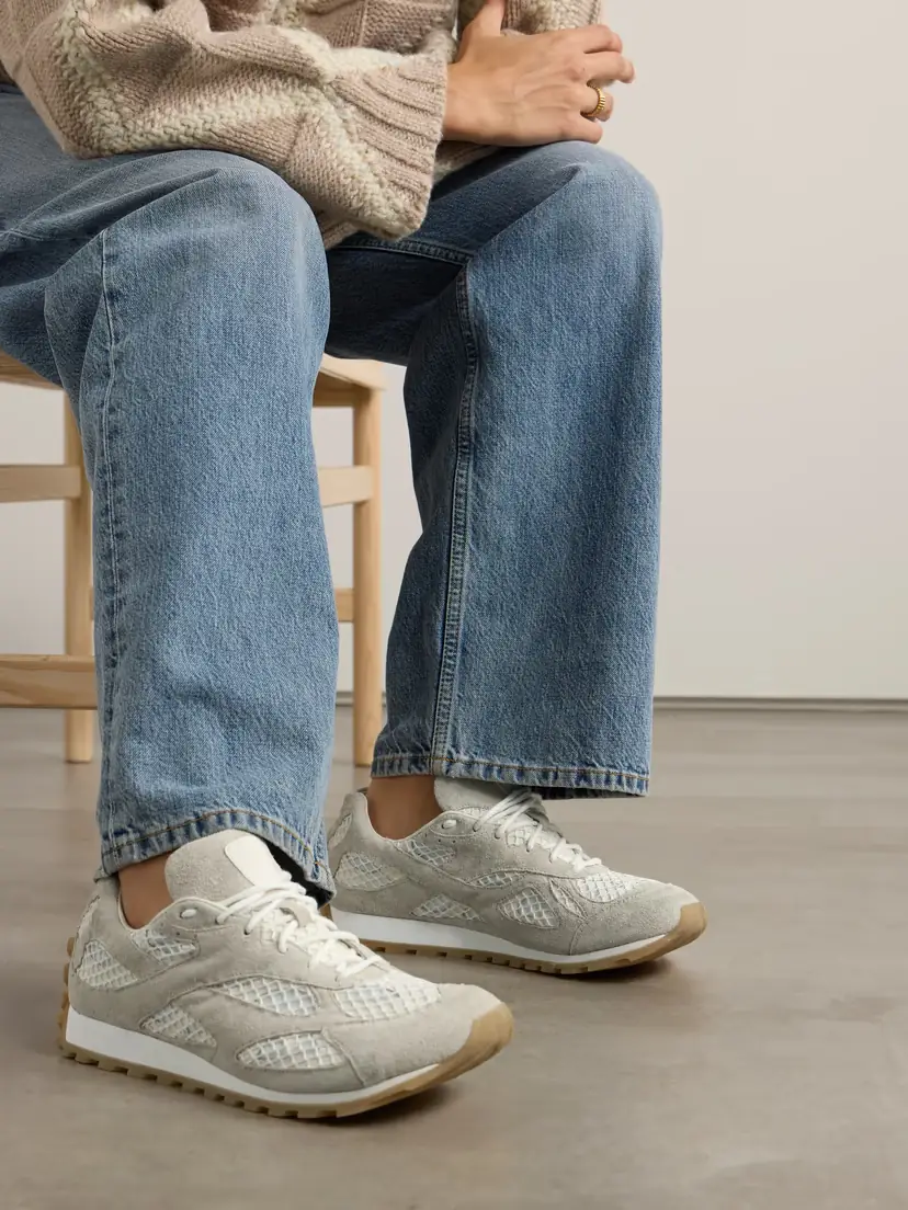Bottega Veneta Orbit Suede, Leather, Mesh And Fishnet Sneakers | Thumbnail 2 Bottega Veneta Orbit Suede, Leather, Mesh And Fishnet Sneakers | Thumbnail 2