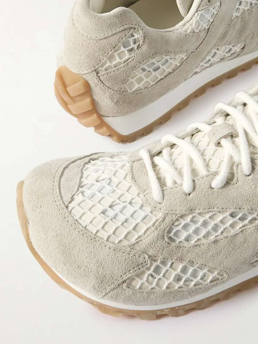 Bottega Veneta Orbit Suede, Leather, Mesh And Fishnet Sneakers | Thumbnail 4 Bottega Veneta Orbit Suede, Leather, Mesh And Fishnet Sneakers | Thumbnail 4
