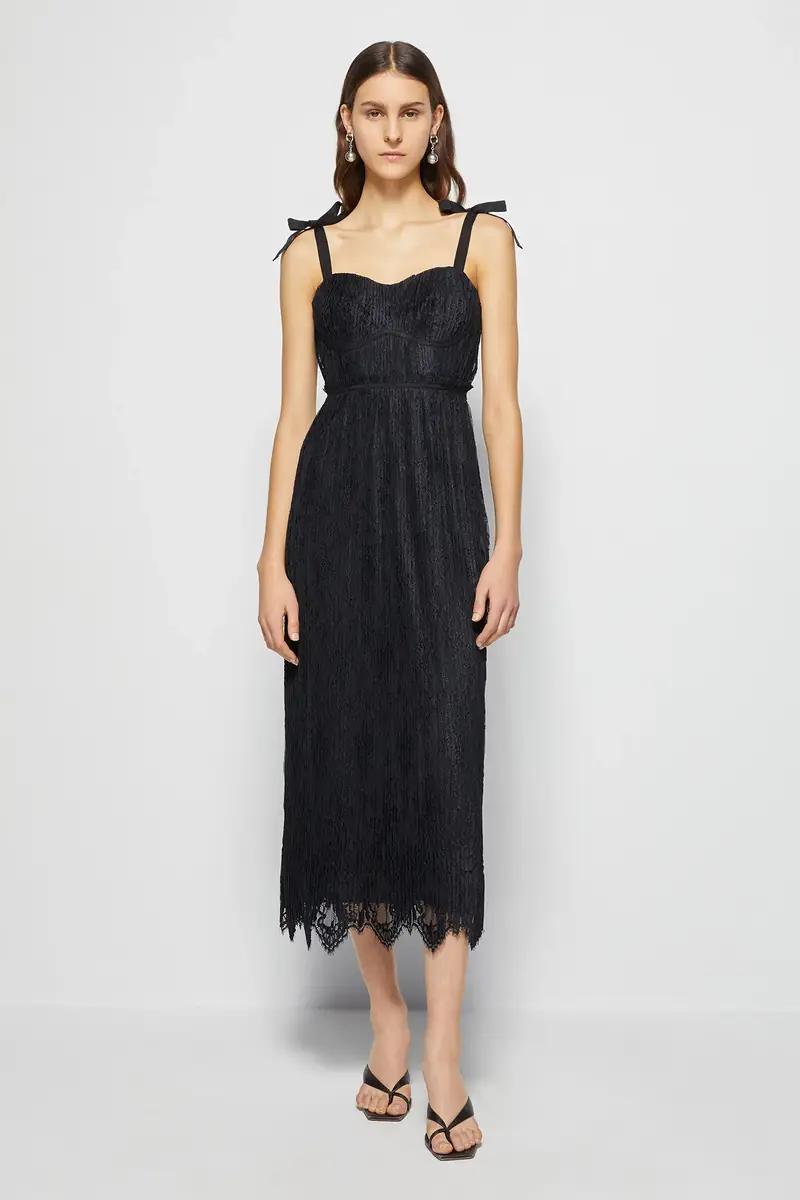 Simkhai Bonnie Silk Lace Plisse Dress | Thumbnail 3
