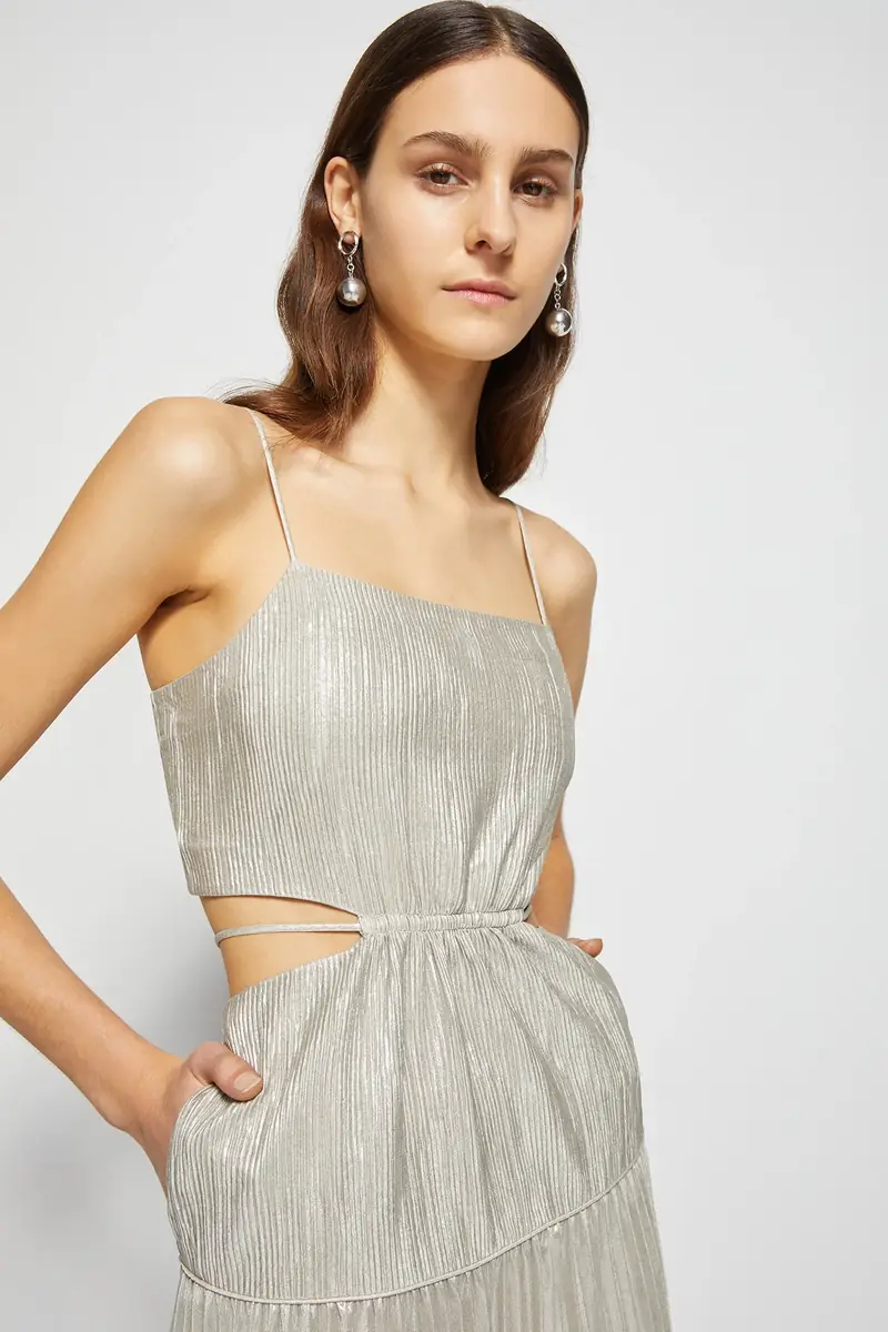 Simkhai Daisy Plisse Lame Dress | Thumbnail 2 Simkhai Daisy Plisse Lame Dress | Thumbnail 2
