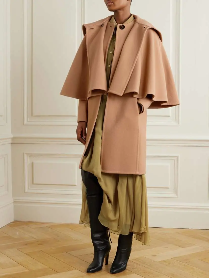 Chloé Cape-effect Layered Wool And Cashmere-blend Coat | Thumbnail 2 Chloé Cape-effect Layered Wool And Cashmere-blend Coat | Thumbnail 2