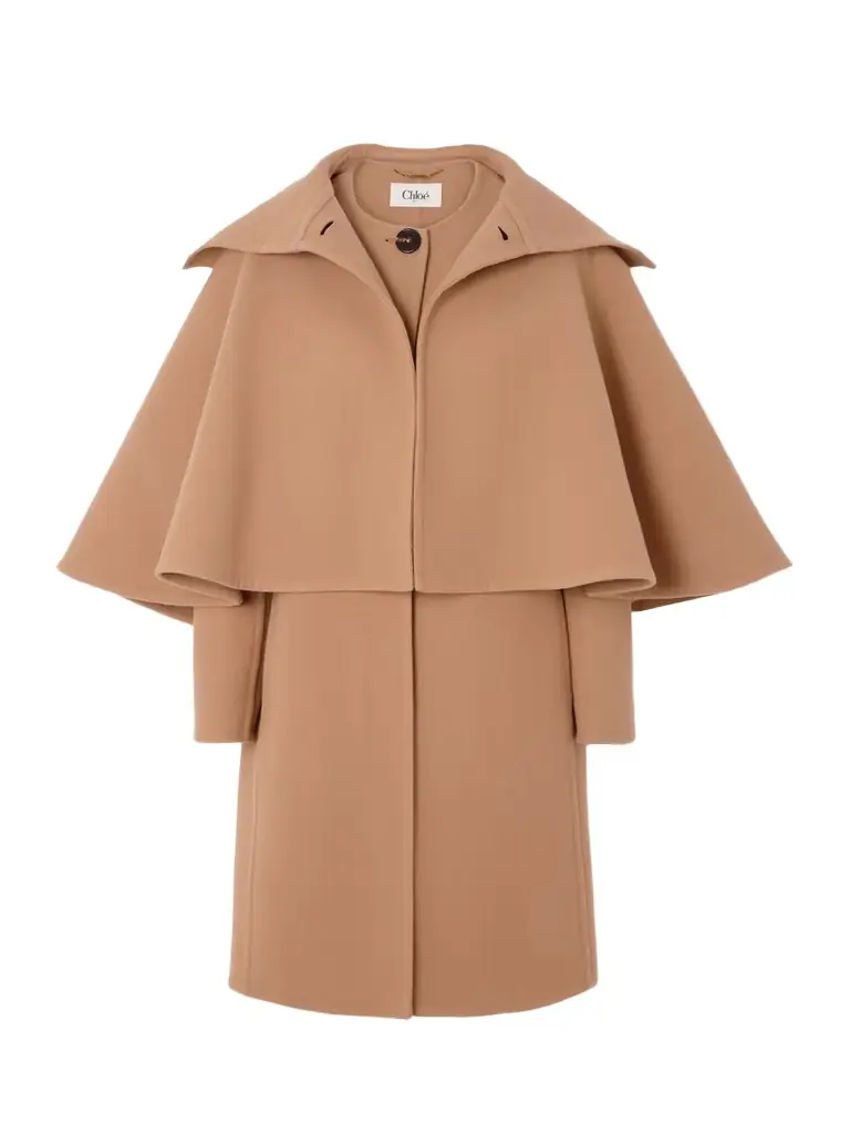 Cape-effect Layered Wool And Cashmere-blend Coat