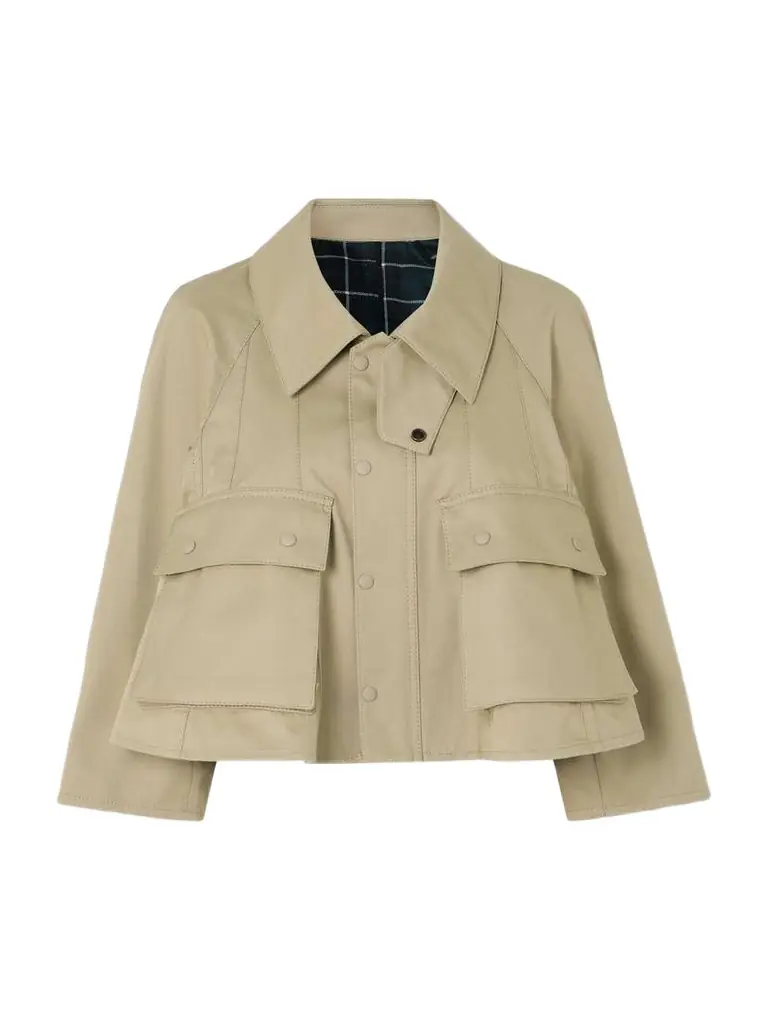 Trapeze Appliquéd Cropped Cotton-blend Gabardine Jacket