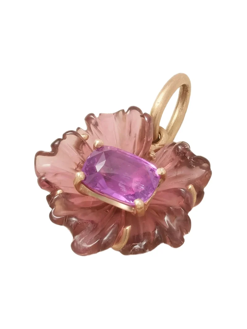 Tropical Flower 18-karat Rose Gold, Tourmaline And Sapphire Pendant Tropical Flower 18-karat Rose Gold, Tourmaline And Sapphire Pendant