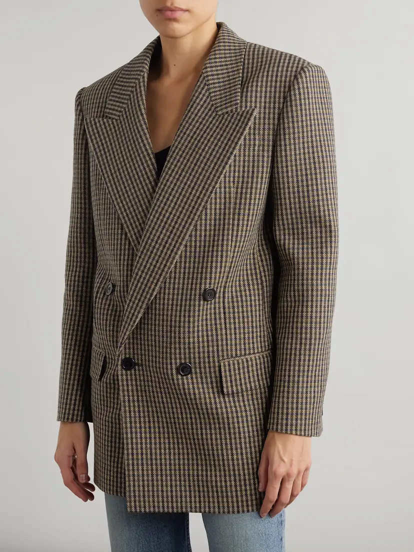 Saint Laurent Double-breasted Checked Wool-blend Blazer | Thumbnail 3