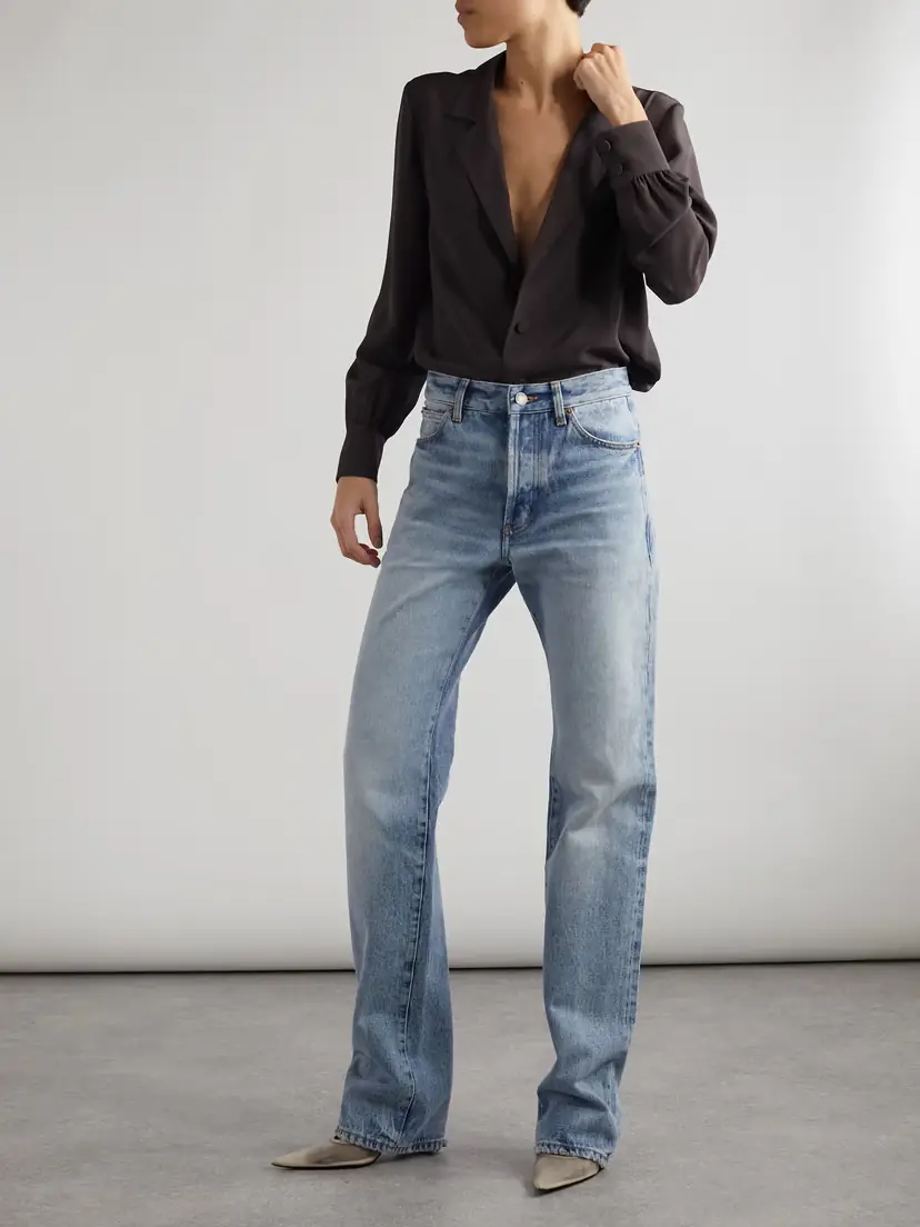 Saint Laurent Nico Distressed Mid-rise Straight-leg Jeans | Thumbnail 2 Saint Laurent Nico Distressed Mid-rise Straight-leg Jeans | Thumbnail 2