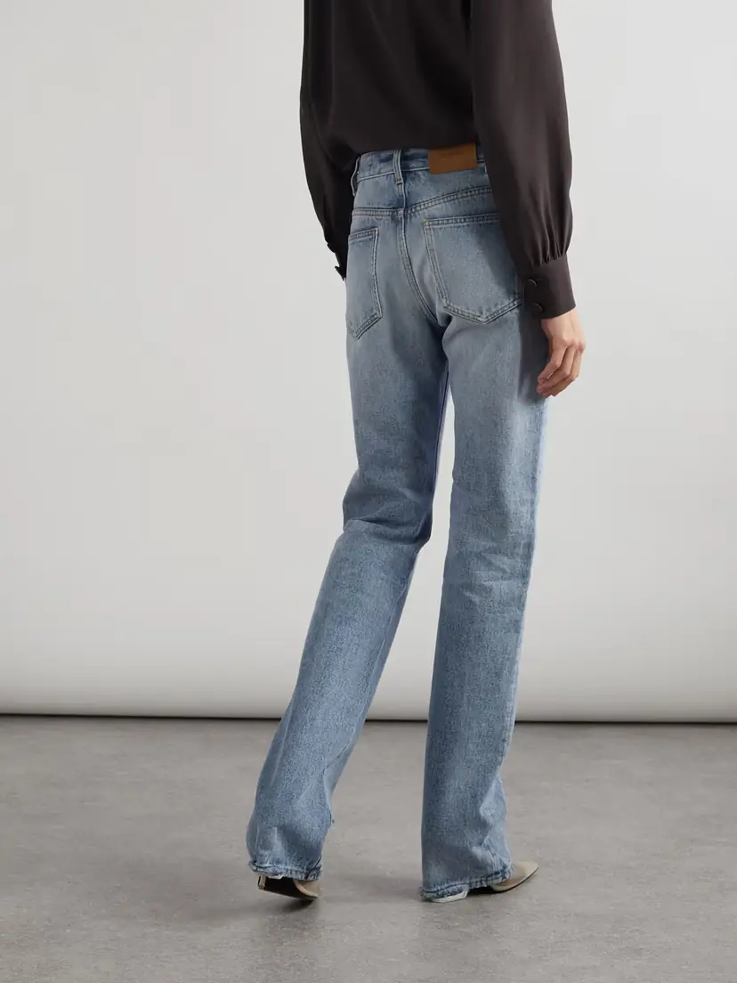 Saint Laurent Nico Distressed Mid-rise Straight-leg Jeans | Thumbnail 4 Saint Laurent Nico Distressed Mid-rise Straight-leg Jeans | Thumbnail 4