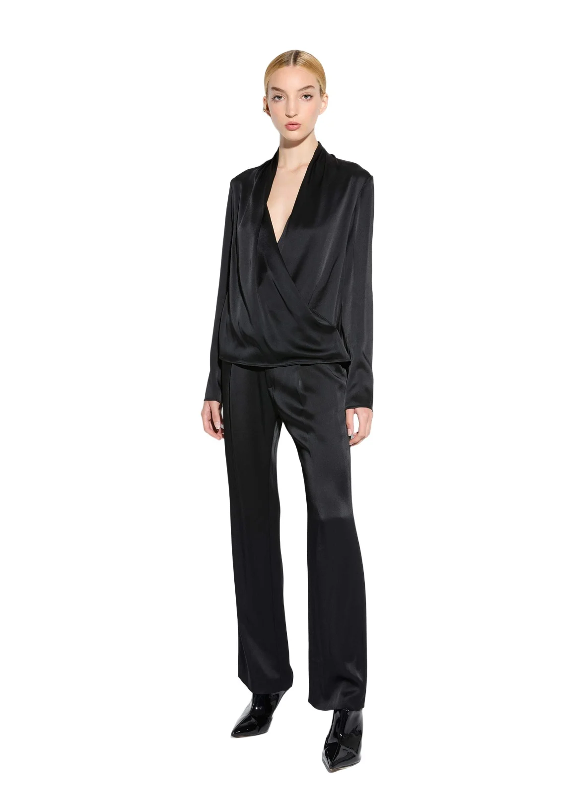Satin Tapered Pleated Pant Satin Tapered Pleated Pant