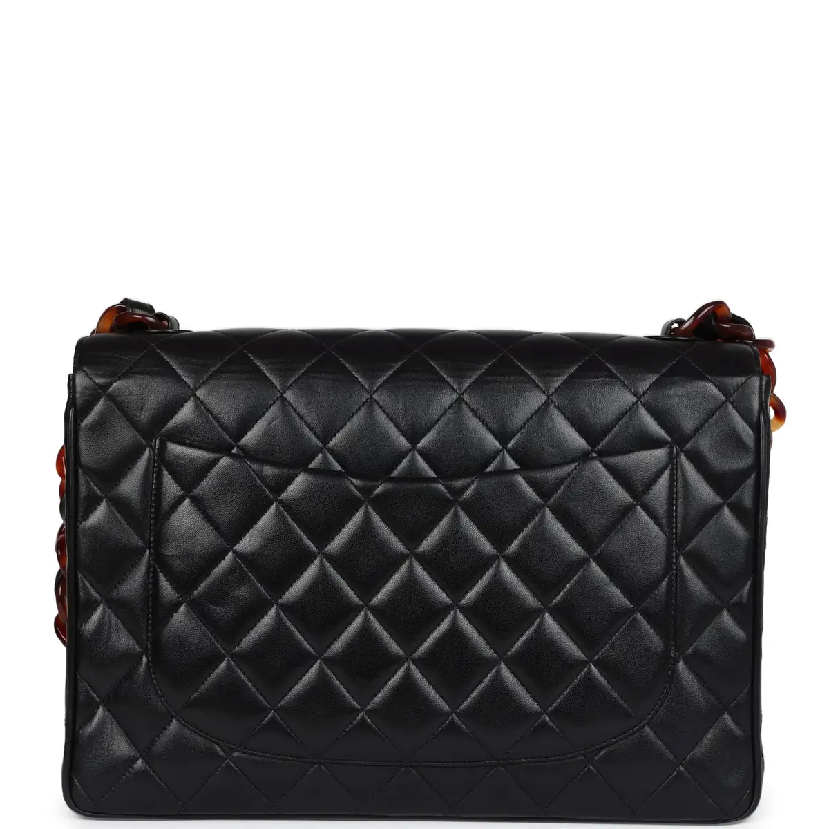 Chanel Vintage Chanel Jumbo Single Flap Bag Black Lambskin Tortoiseshell Hardware | Thumbnail 5