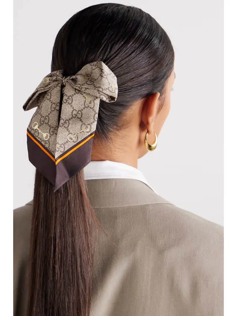 Gucci Gg Printed Silk Hair Tie And Scrunchie Set | Thumbnail 2 Gucci Gg Printed Silk Hair Tie And Scrunchie Set | Thumbnail 2