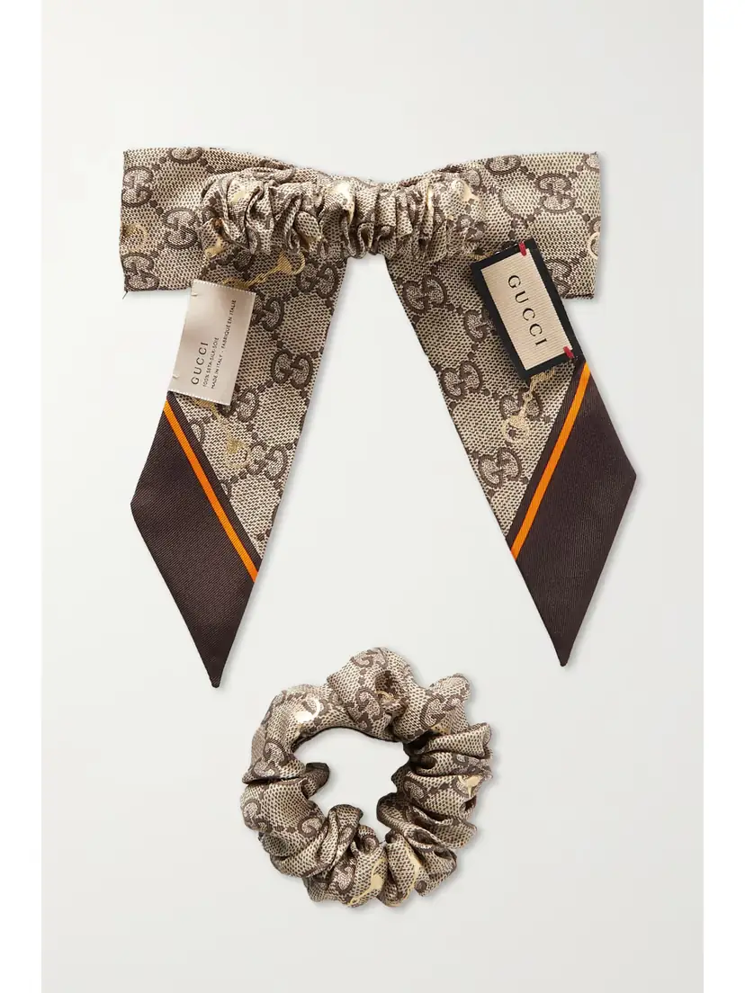Gucci Gg Printed Silk Hair Tie And Scrunchie Set | Thumbnail 3 Gucci Gg Printed Silk Hair Tie And Scrunchie Set | Thumbnail 3
