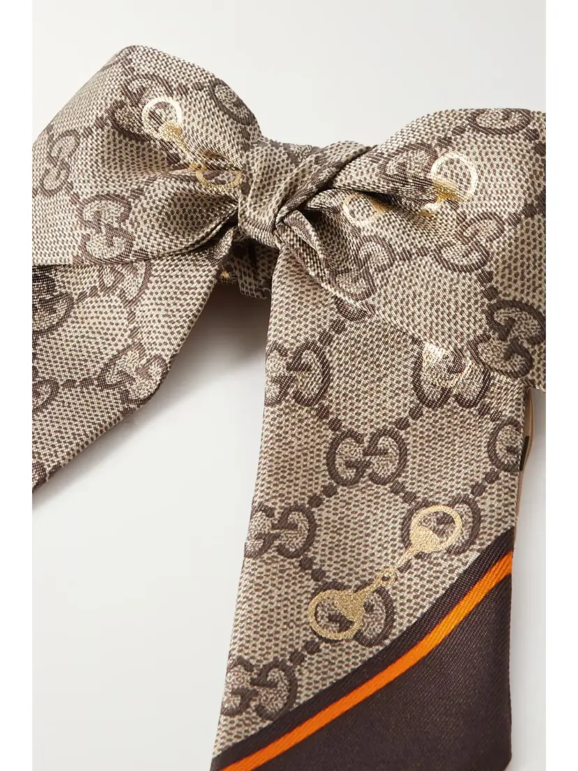 Gucci Gg Printed Silk Hair Tie And Scrunchie Set | Thumbnail 4 Gucci Gg Printed Silk Hair Tie And Scrunchie Set | Thumbnail 4