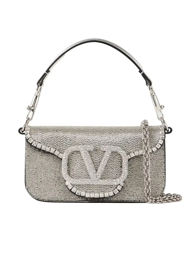 Valentino Garavani Locò Vlogo Small Embellished Leather Shoulder Bag | Image 1 Valentino Garavani Locò Vlogo Small Embellished Leather Shoulder Bag | Image 1