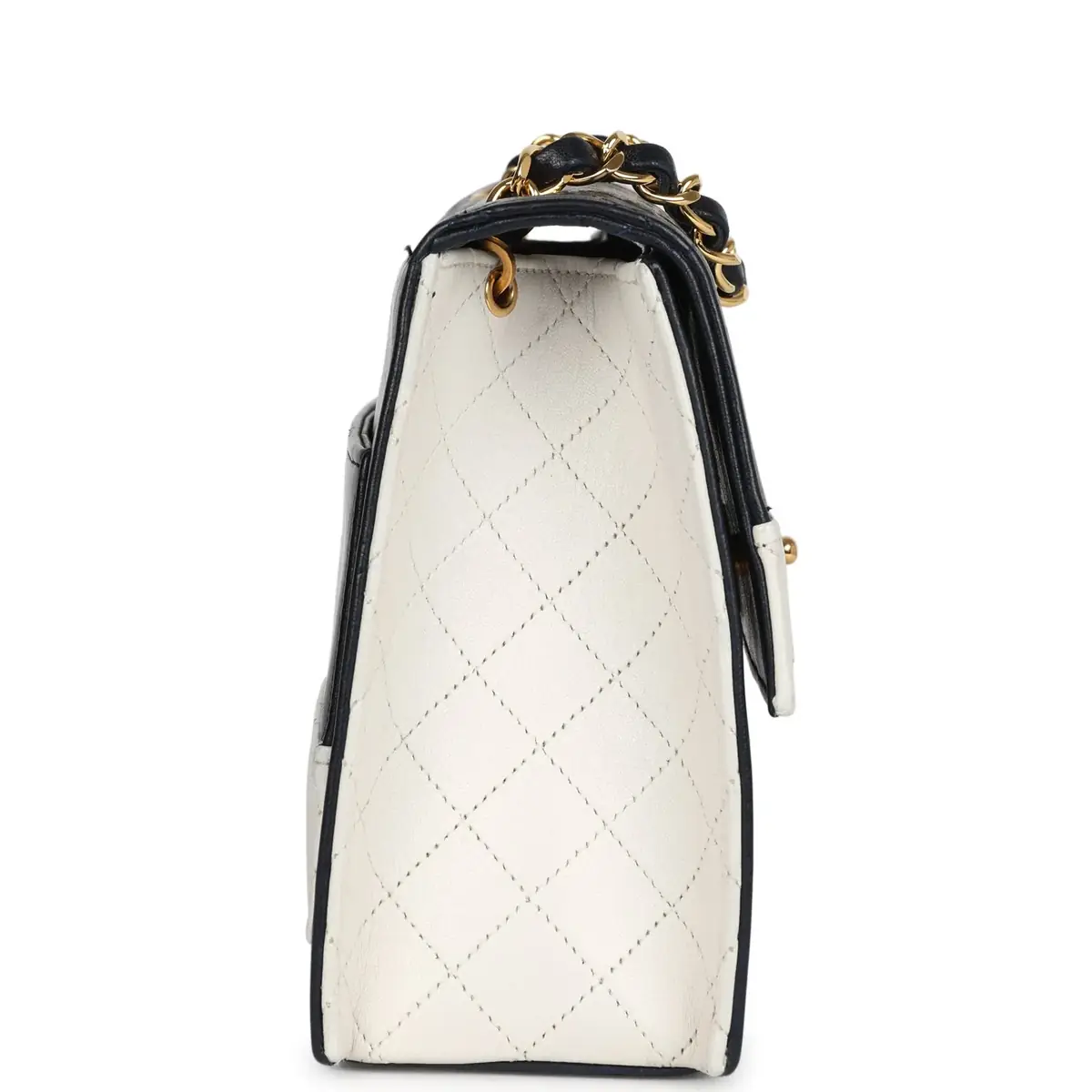 Chanel Vintage Chanel Trapezoid Flap Bag Navy and White Lambskin Gold Hardware | Thumbnail 3 Chanel Vintage Chanel Trapezoid Flap Bag Navy and White Lambskin Gold Hardware | Thumbnail 3