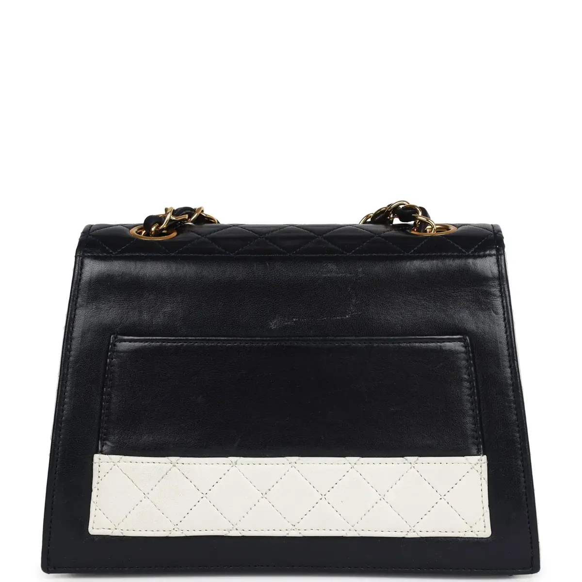 Chanel Vintage Chanel Trapezoid Flap Bag Navy and White Lambskin Gold Hardware | Thumbnail 4 Chanel Vintage Chanel Trapezoid Flap Bag Navy and White Lambskin Gold Hardware | Thumbnail 4