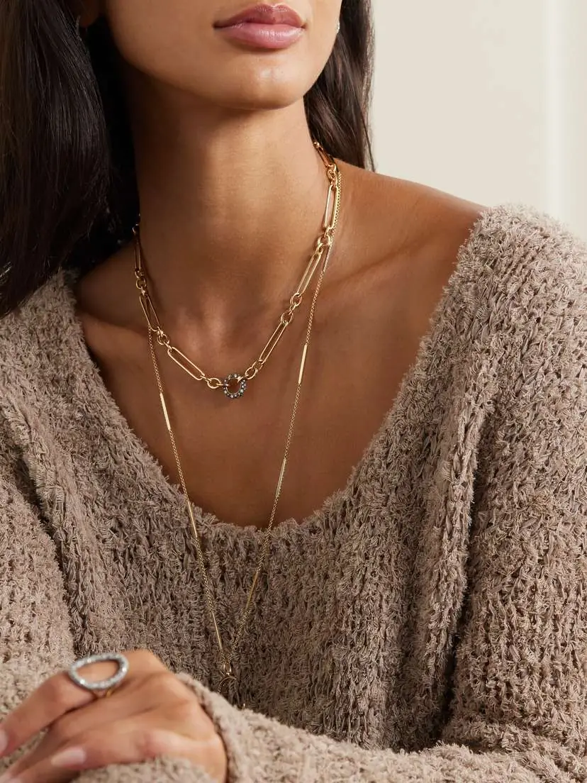 Lucy Delius Trombone Rhodium-plated 14-karat Recycled Gold Diamond Necklace | Thumbnail 4