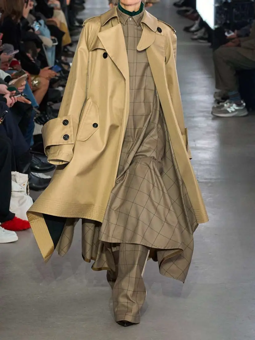 Sacai Belted Paneled Cotton-blend Gabardine And Wool-felt Trench Coat | Thumbnail 5 Sacai Belted Paneled Cotton-blend Gabardine And Wool-felt Trench Coat | Thumbnail 5