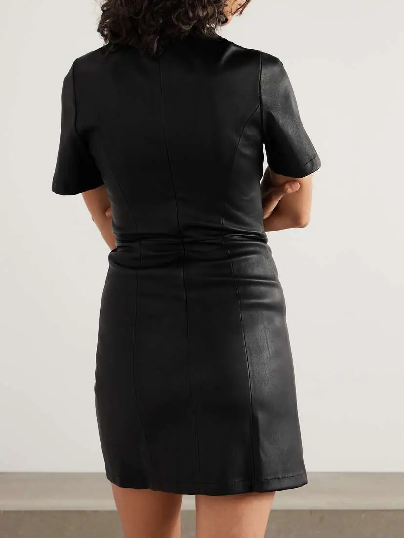 Rabanne Gathered Leather Mini Dress | Thumbnail 3 Rabanne Gathered Leather Mini Dress | Thumbnail 3