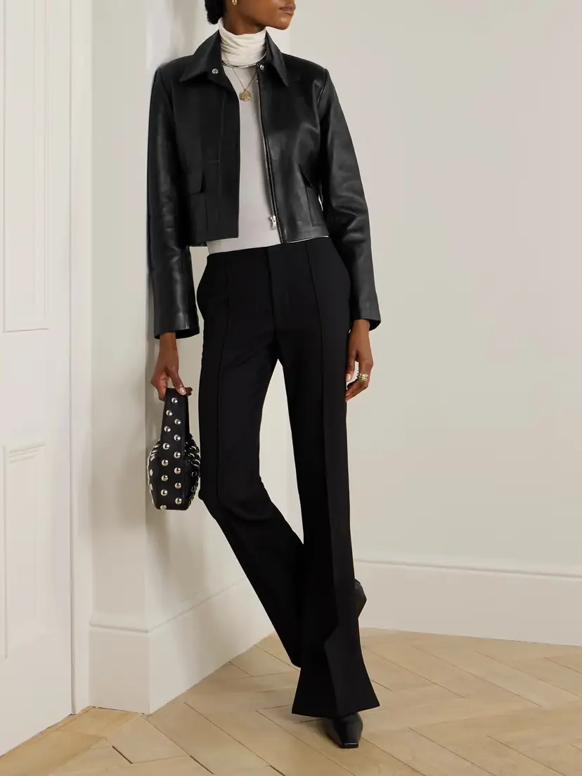 Nour Hammour Bleeker Cropped Paneled Leather Jacket | Thumbnail 2