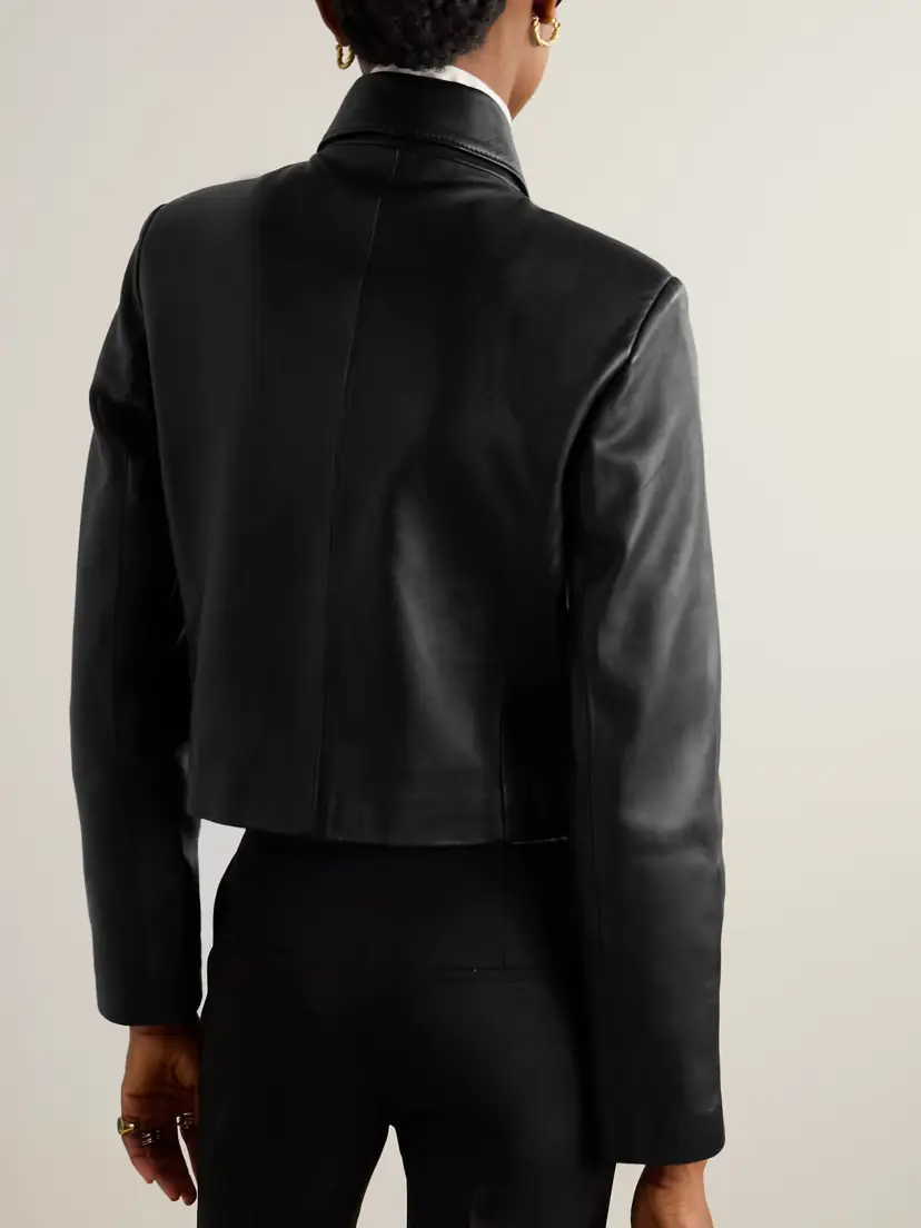 Nour Hammour Bleeker Cropped Paneled Leather Jacket | Thumbnail 4