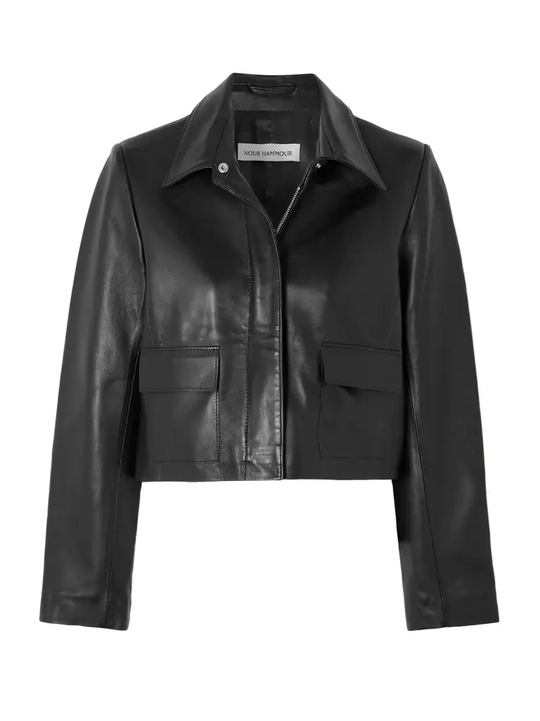 Nour Hammour Bleeker Cropped Paneled Leather Jacket | Image 1 Nour Hammour Bleeker Cropped Paneled Leather Jacket | Image 1