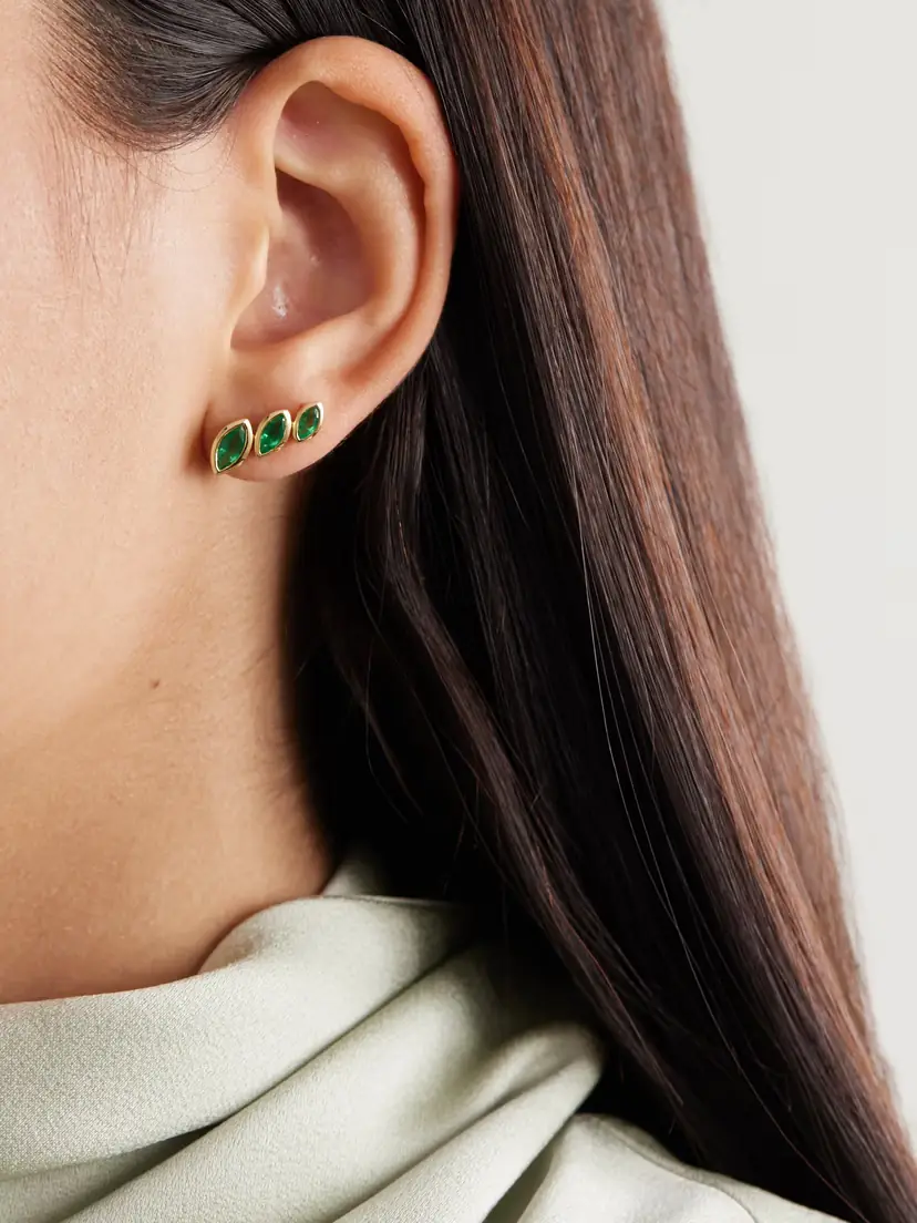 SHAY 18-karat Gold Emerald Earring | Thumbnail 2 SHAY 18-karat Gold Emerald Earring | Thumbnail 2