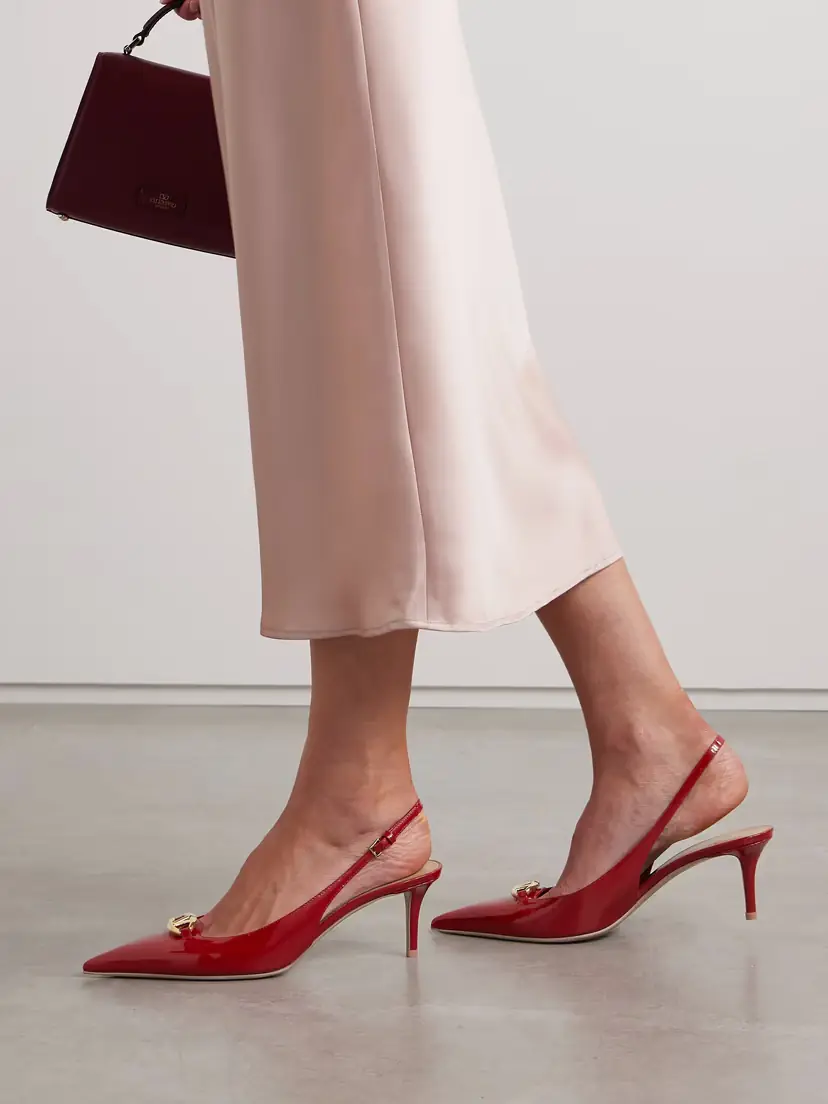 Valentino Garavani Vlogo Bold 60 Embellished Patent-leather Slingback Pumps | Thumbnail 2