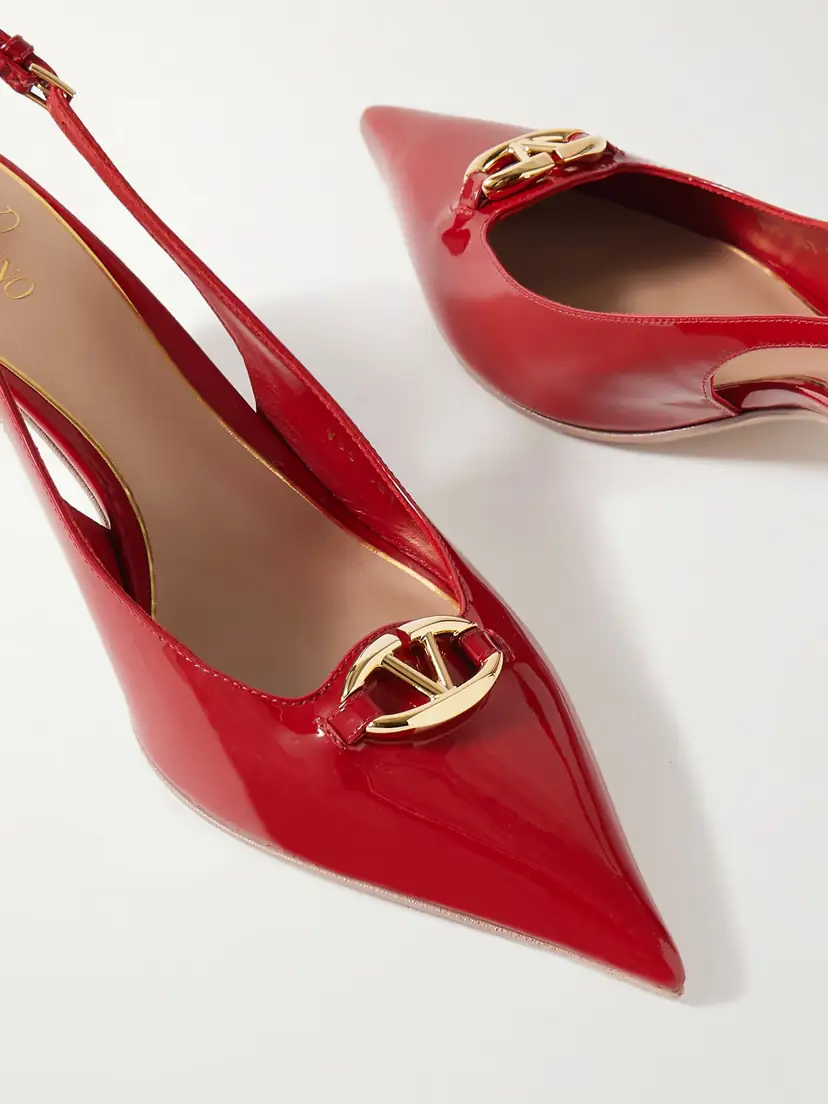 Valentino Garavani Vlogo Bold 60 Embellished Patent-leather Slingback Pumps | Thumbnail 4