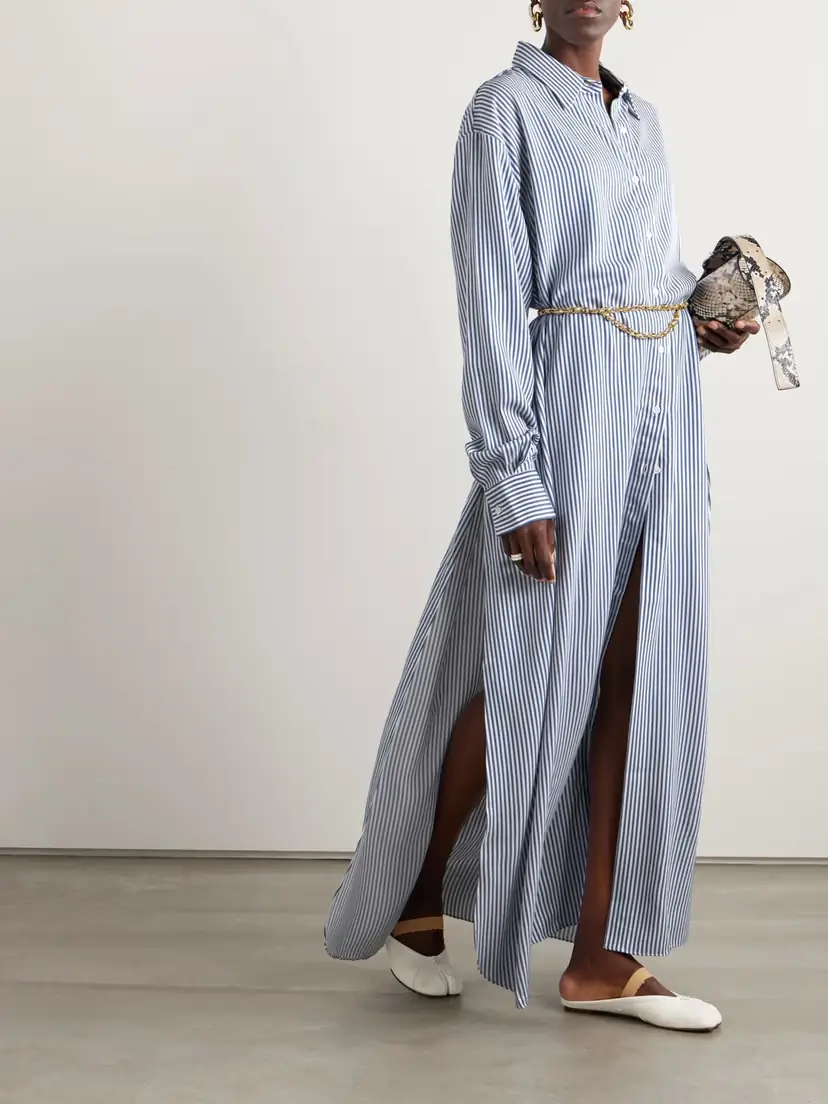 The Frankie Shop Avery Oversized Striped Twill Maxi Shirt Dress | Thumbnail 2 The Frankie Shop Avery Oversized Striped Twill Maxi Shirt Dress | Thumbnail 2