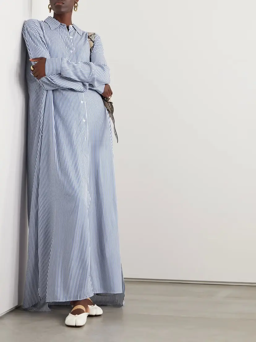 The Frankie Shop Avery Oversized Striped Twill Maxi Shirt Dress | Thumbnail 3 The Frankie Shop Avery Oversized Striped Twill Maxi Shirt Dress | Thumbnail 3