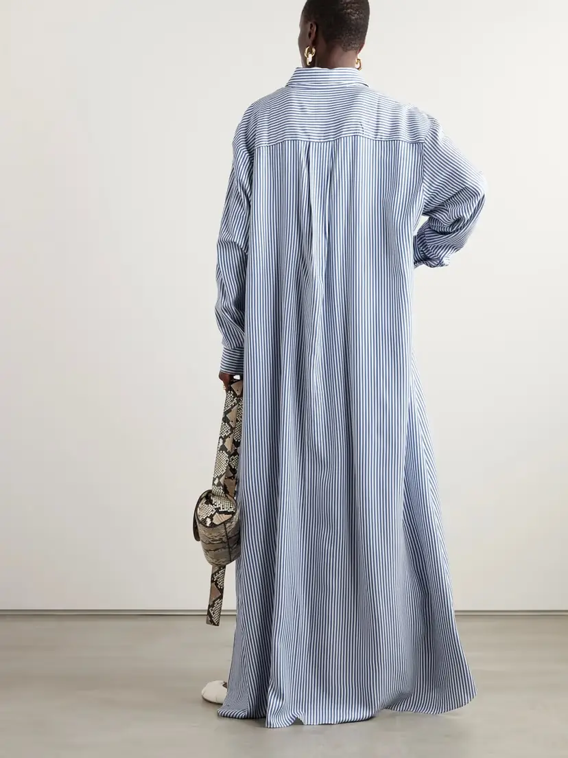 The Frankie Shop Avery Oversized Striped Twill Maxi Shirt Dress | Thumbnail 4 The Frankie Shop Avery Oversized Striped Twill Maxi Shirt Dress | Thumbnail 4