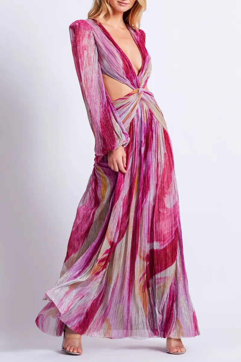 PatBo Aura Metallic Plunge Maxi Dress | Thumbnail 3