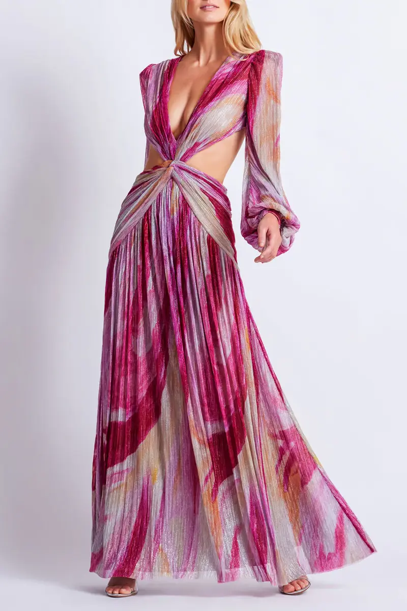 PatBo Aura Metallic Plunge Maxi Dress | Thumbnail 6