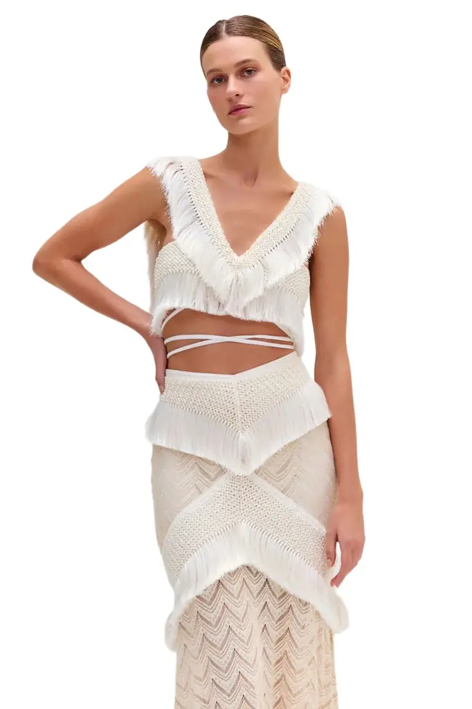 PatBo Fringe Trim Cropped Top | Image 1 PatBo Fringe Trim Cropped Top | Image 1