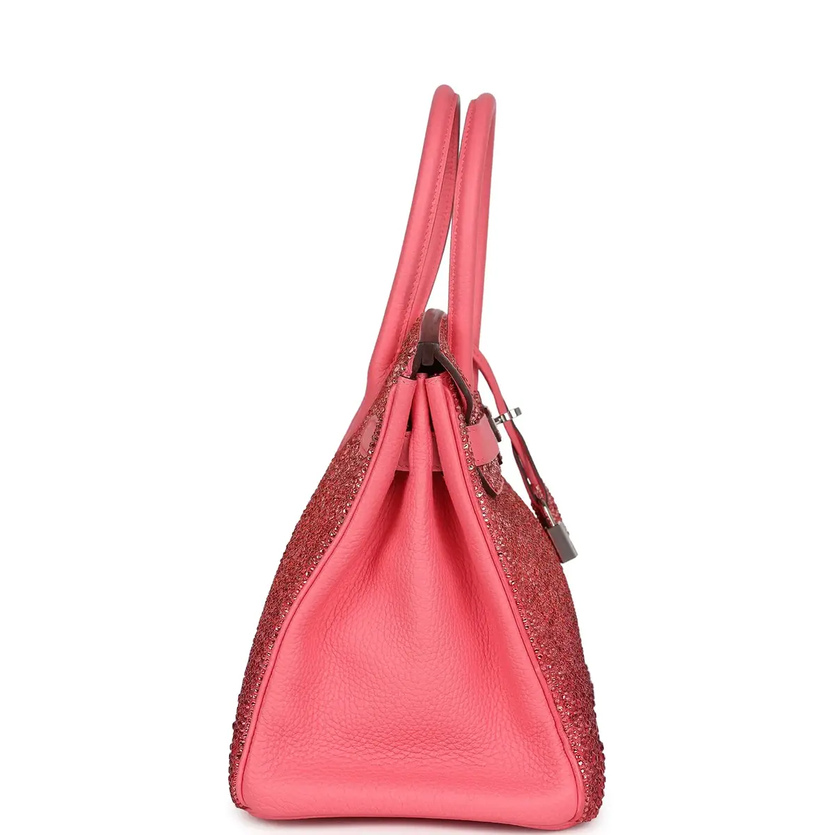 HERMÈS Custom Hermes Birkin 30 Ombre Swarovski Crystal Rose Azalee Clemence Palladium Hardware | Thumbnail 3 HERMÈS Custom Hermes Birkin 30 Ombre Swarovski Crystal Rose Azalee Clemence Palladium Hardware | Thumbnail 3
